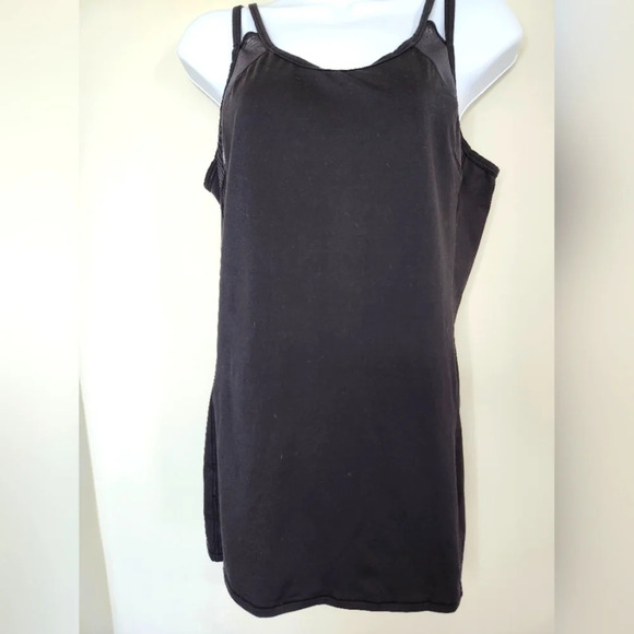 Athleta Womens Strappy Workout Tank Size M Black Dot Mesh Activewear‎ Running - Picture 1 of 6